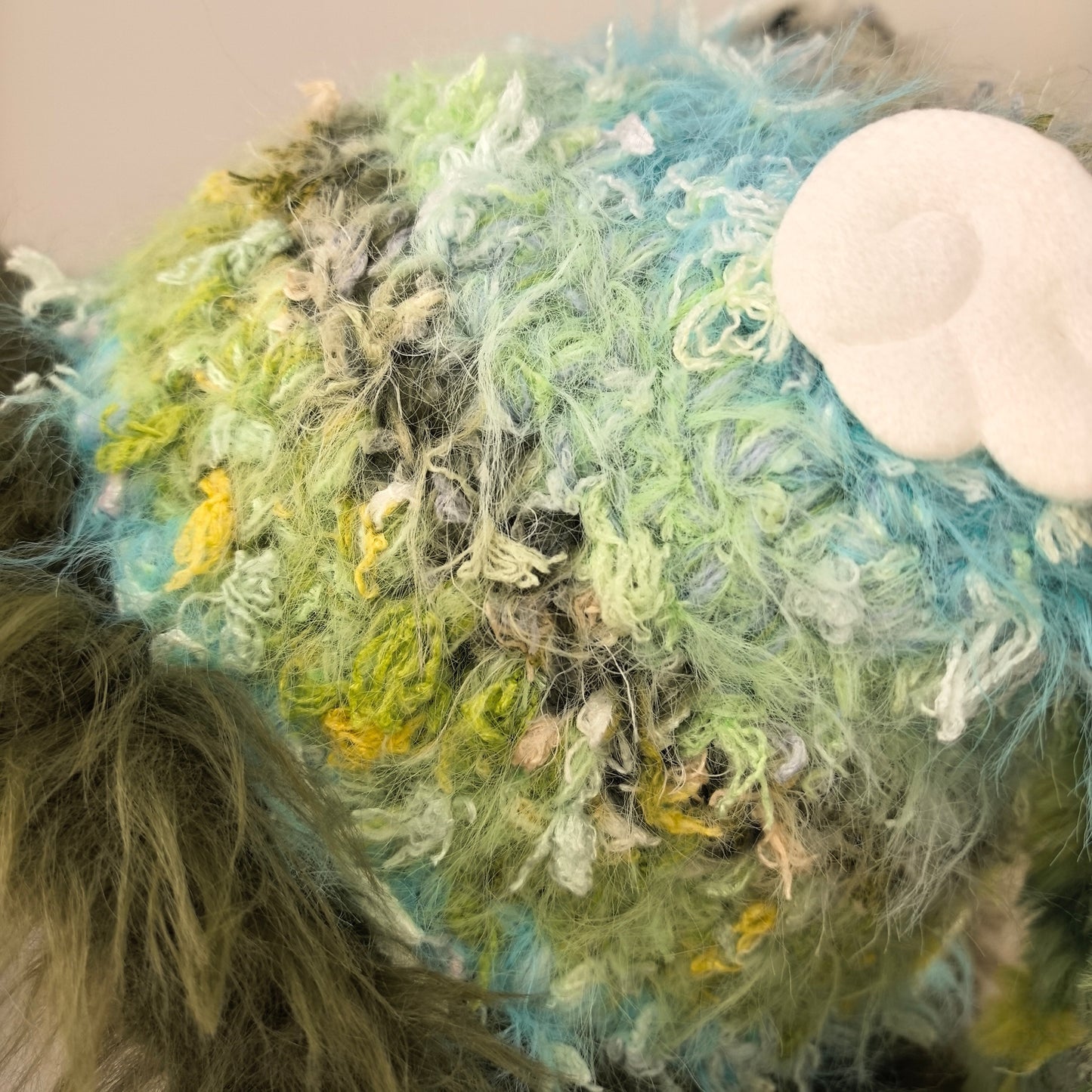 Handmade Forest Green Shaggy Knit Bunny Ear Hat - Fuzzy Rabbit Ear Beanie with Faux Fur Trim & Long Tassels