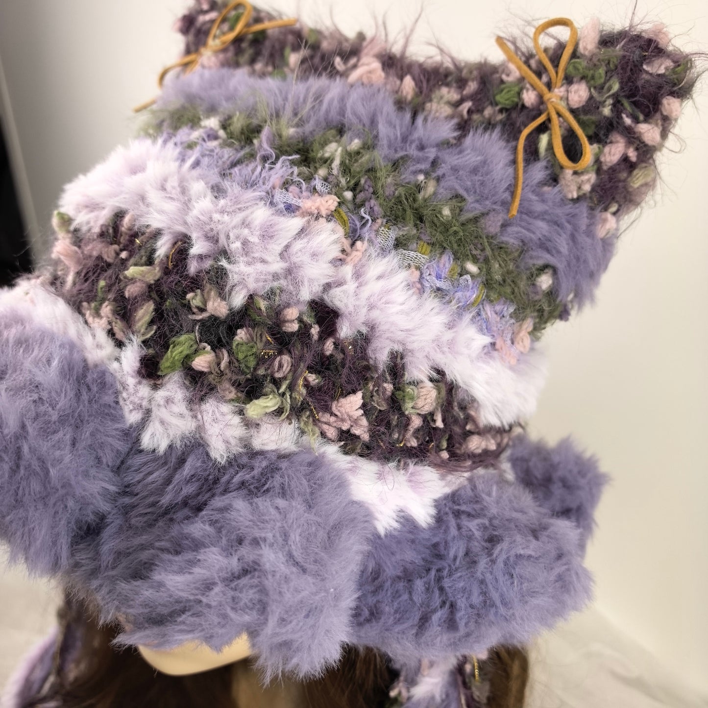 Handmade Knit Cat Ear Jellyfish Hat, Chunky Crochet Beanie with Animal Ears and Long Tassels, Balletcore Aesthetic Fluffy Winter Hat