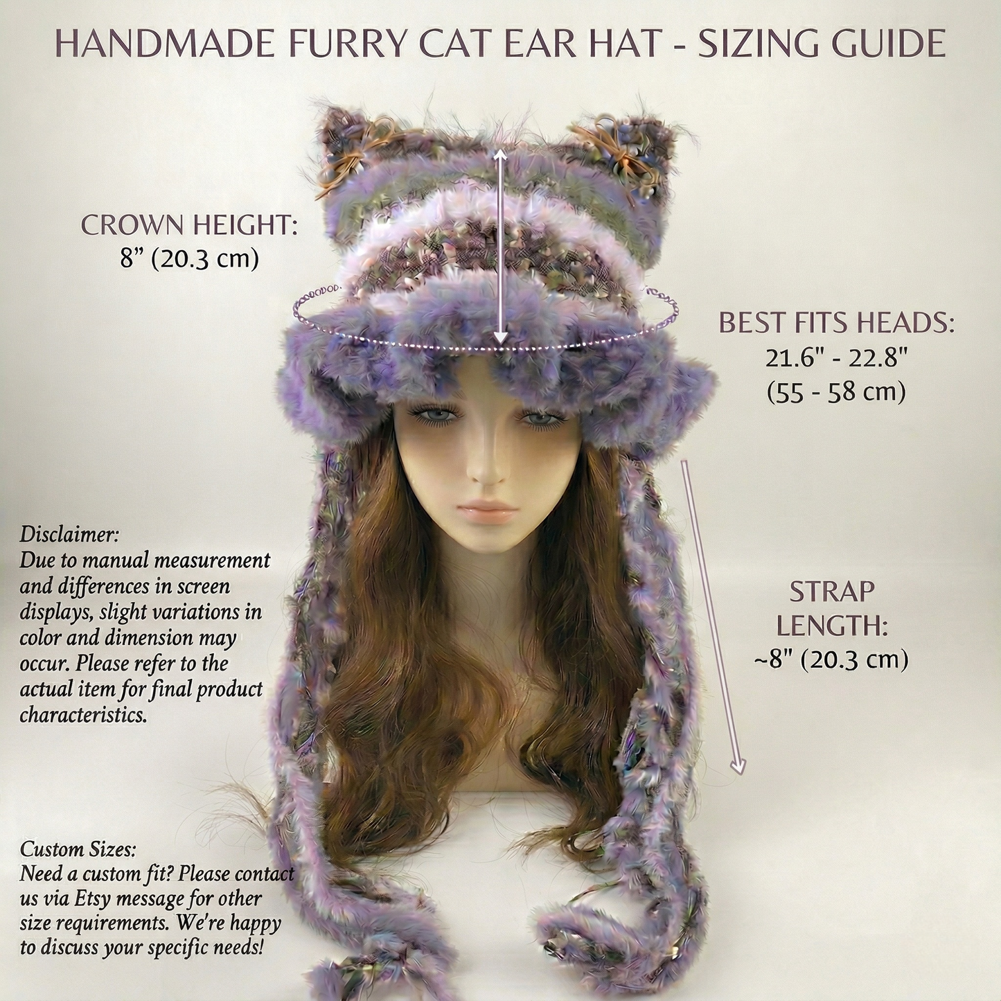 Handmade Knit Cat Ear Jellyfish Hat, Chunky Crochet Beanie with Animal Ears and Long Tassels, Balletcore Aesthetic Fluffy Winter Hat