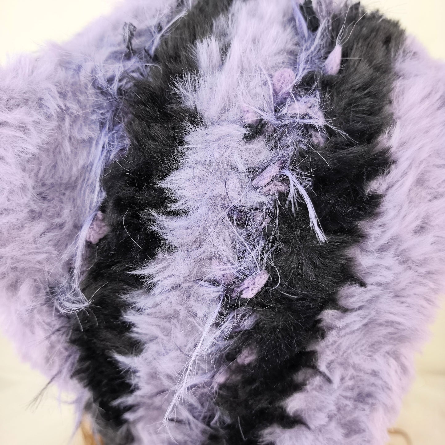 Handmade Purple Striped Cat Ear Hat - Chunky Knit Jellyfish Beanie with Long Braided Tassels - Kawaii Aesthetic Plush Winter Accessory