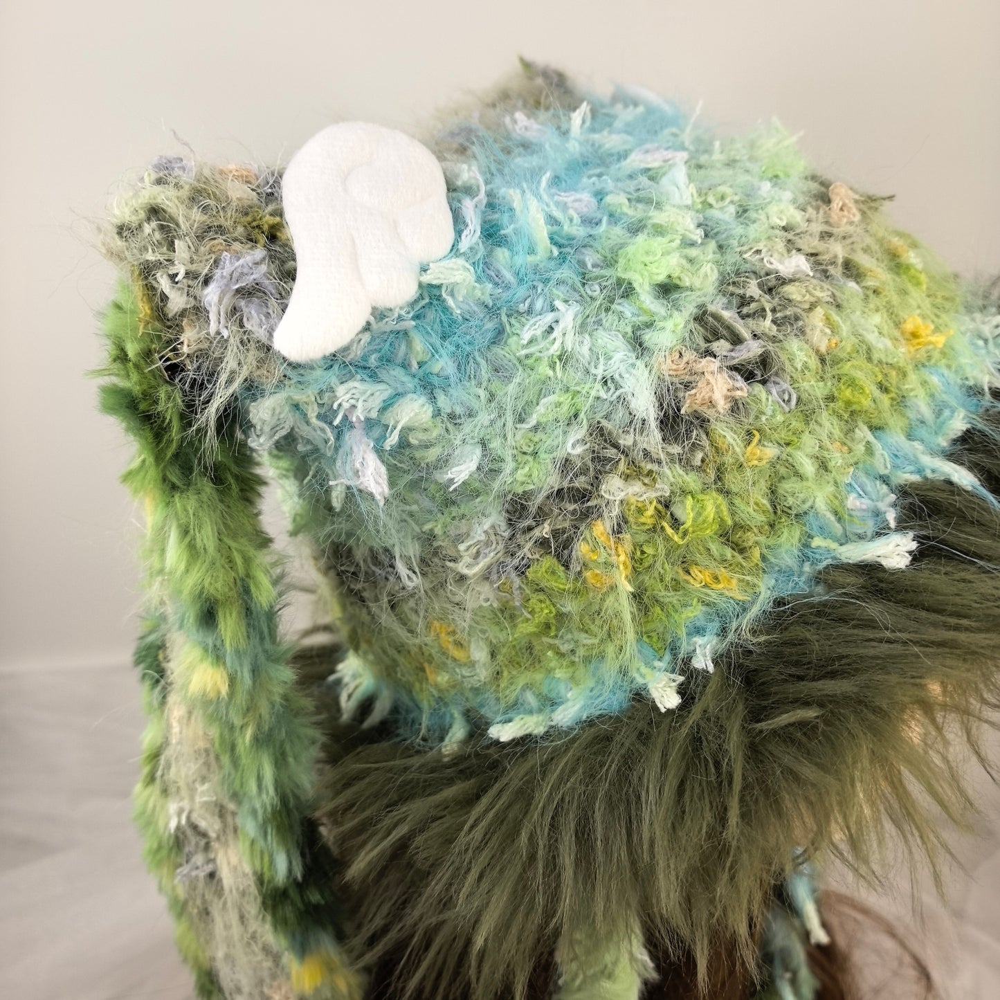 Handmade Forest Green Shaggy Knit Bunny Ear Hat - Fuzzy Rabbit Ear Beanie with Faux Fur Trim & Long Tassels