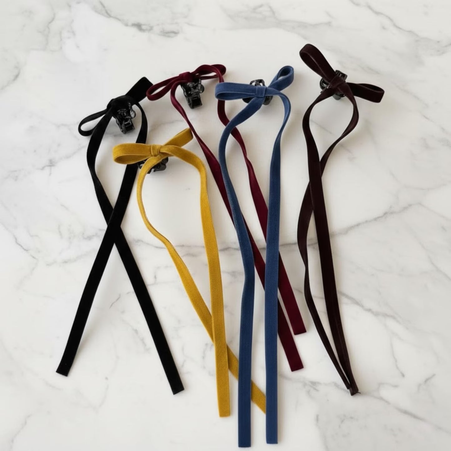 Mini Velvet Bow Claws Pair | Premium Velvet Bow Barrettes for Half-Up Styling | Aesthetic Hair Accessories, Standout Gift for Her