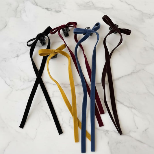 Mini Velvet Bow Claws Pair | Premium Velvet Bow Barrettes for Half-Up Styling | Aesthetic Hair Accessories, Standout Gift for Her
