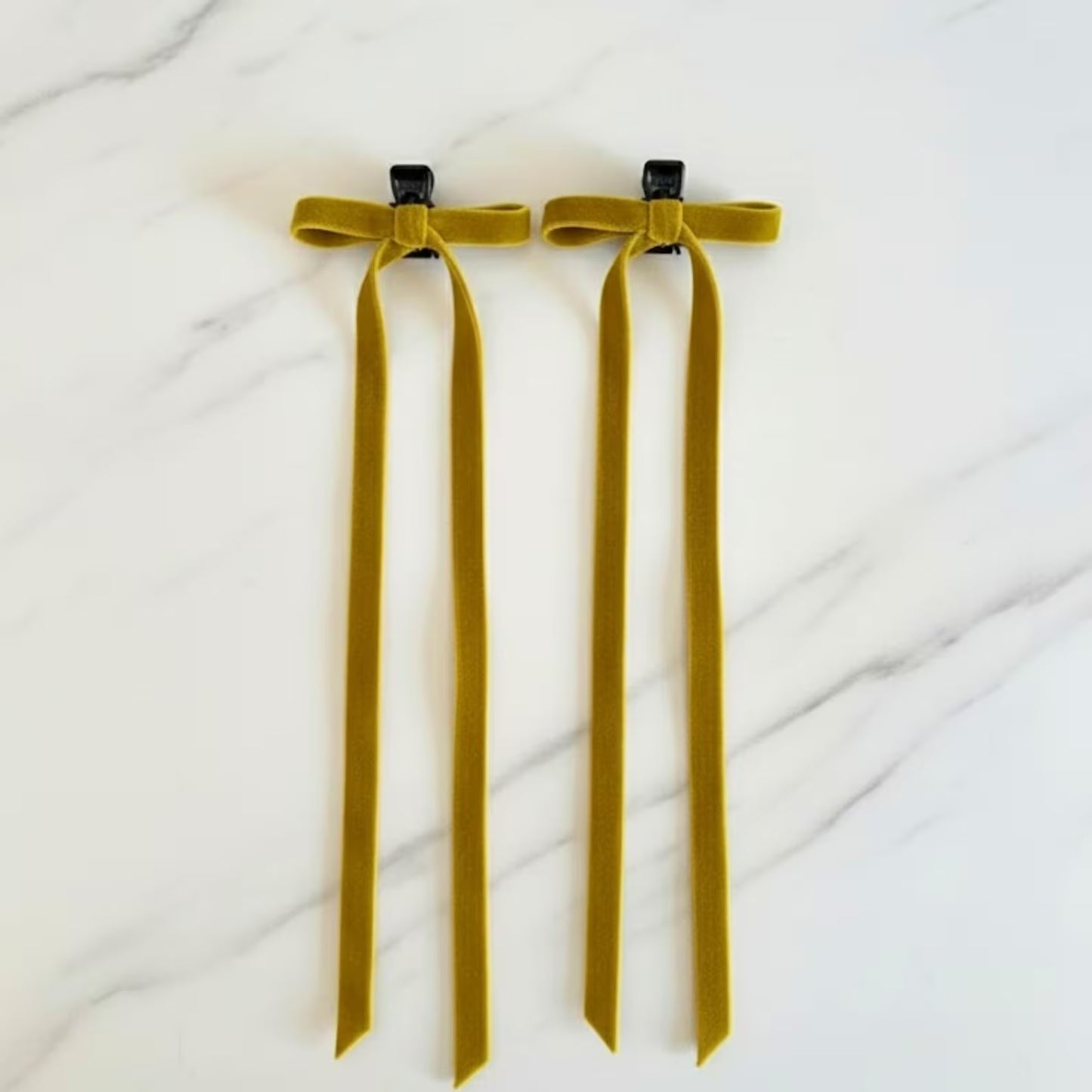 Mini Velvet Bow Claws Pair | Premium Velvet Bow Barrettes for Half-Up Styling | Aesthetic Hair Accessories, Standout Gift for Her