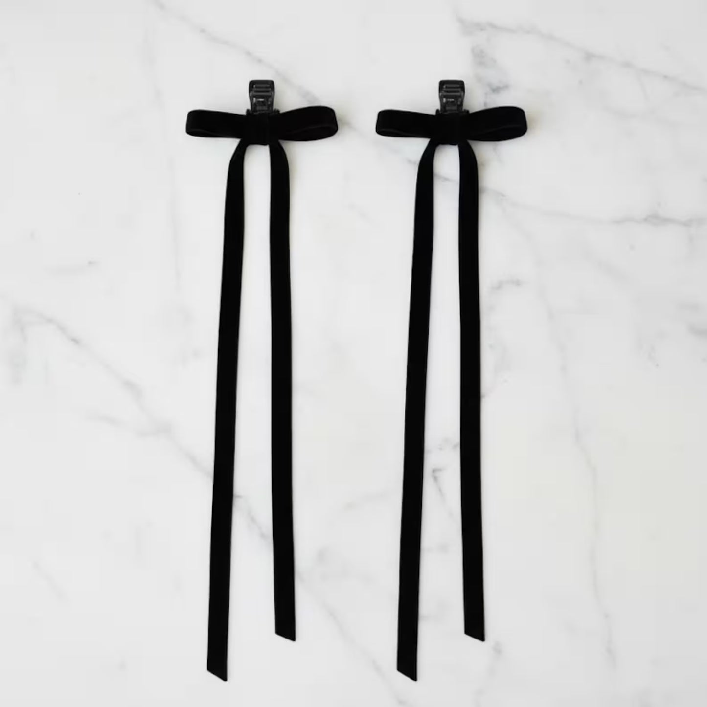 Mini Velvet Bow Claws Pair | Premium Velvet Bow Barrettes for Half-Up Styling | Aesthetic Hair Accessories, Standout Gift for Her