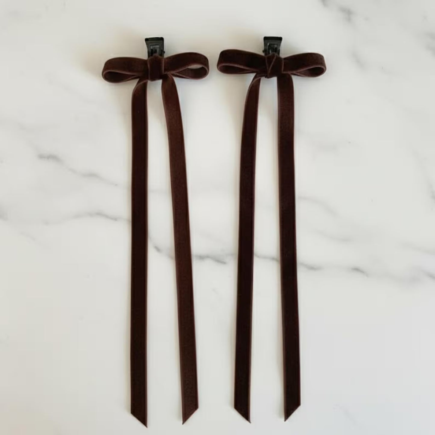 Mini Velvet Bow Claws Pair | Premium Velvet Bow Barrettes for Half-Up Styling | Aesthetic Hair Accessories, Standout Gift for Her