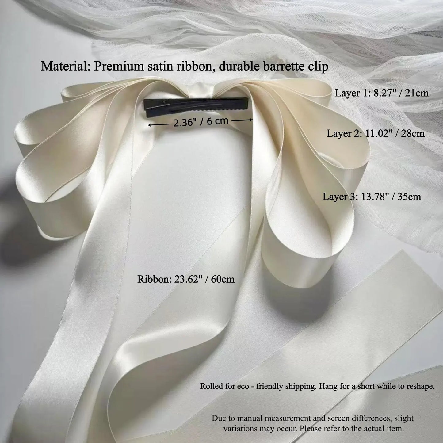 Silk Satin Bow Hairclip for Bridesmaids & Graduation | Luxury Event Hair Accessories | Statement Bow Barrette for Prom, Wedding, Cocktail Party