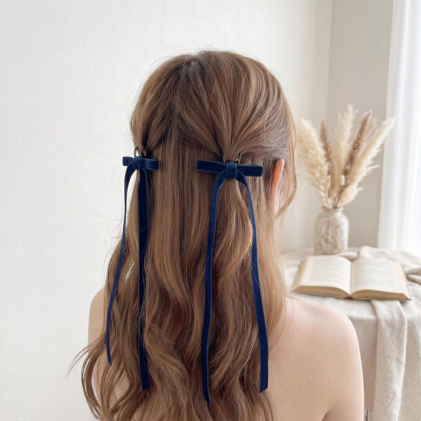 Mini Velvet Bow Claws Pair | Premium Velvet Bow Barrettes for Half-Up Styling | Aesthetic Hair Accessories, Standout Gift for Her