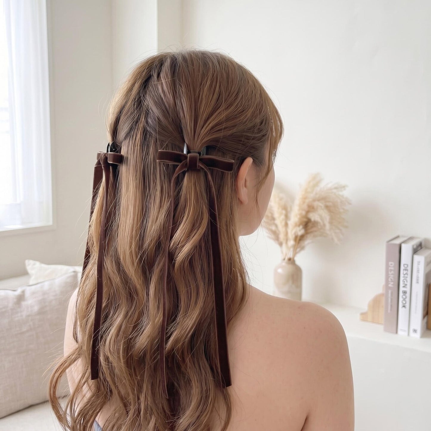 Mini Velvet Bow Claws Pair | Premium Velvet Bow Barrettes for Half-Up Styling | Aesthetic Hair Accessories, Standout Gift for Her