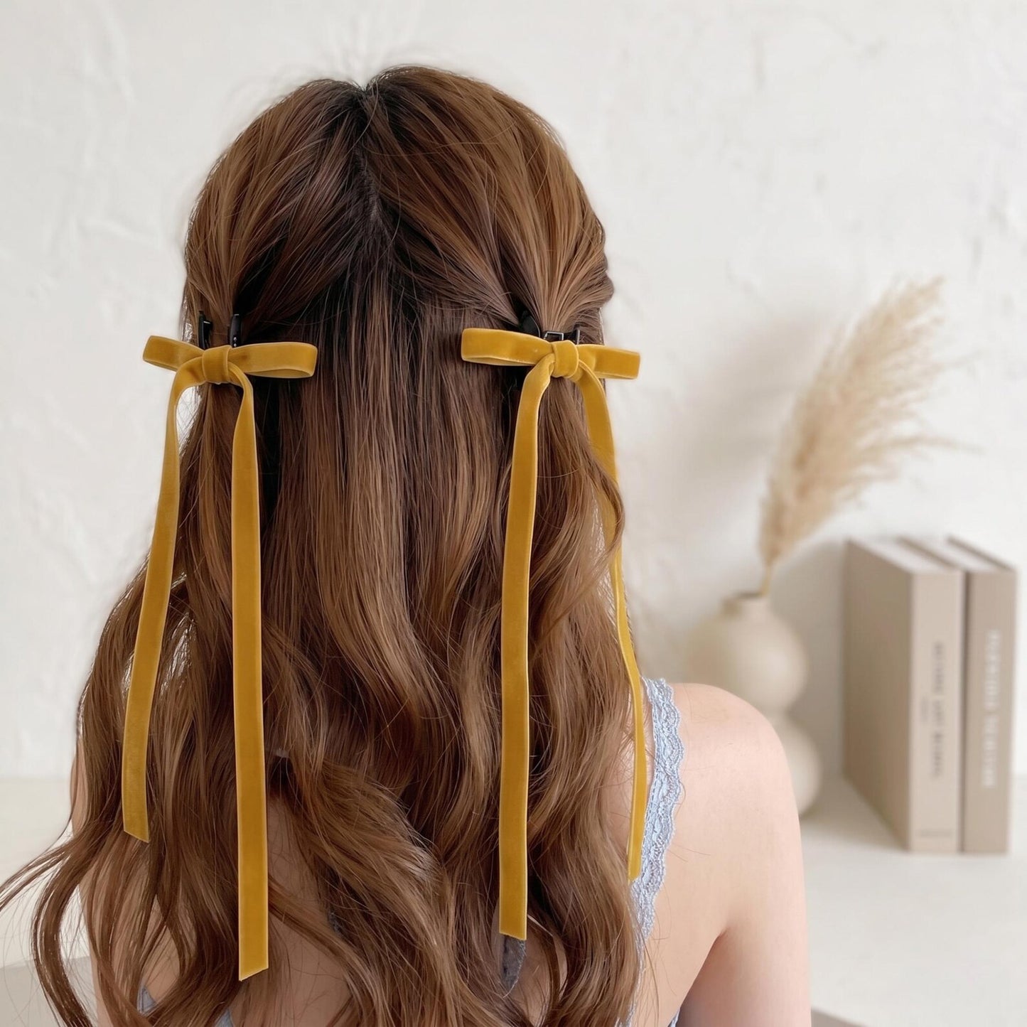Mini Velvet Bow Claws Pair | Premium Velvet Bow Barrettes for Half-Up Styling | Aesthetic Hair Accessories, Standout Gift for Her