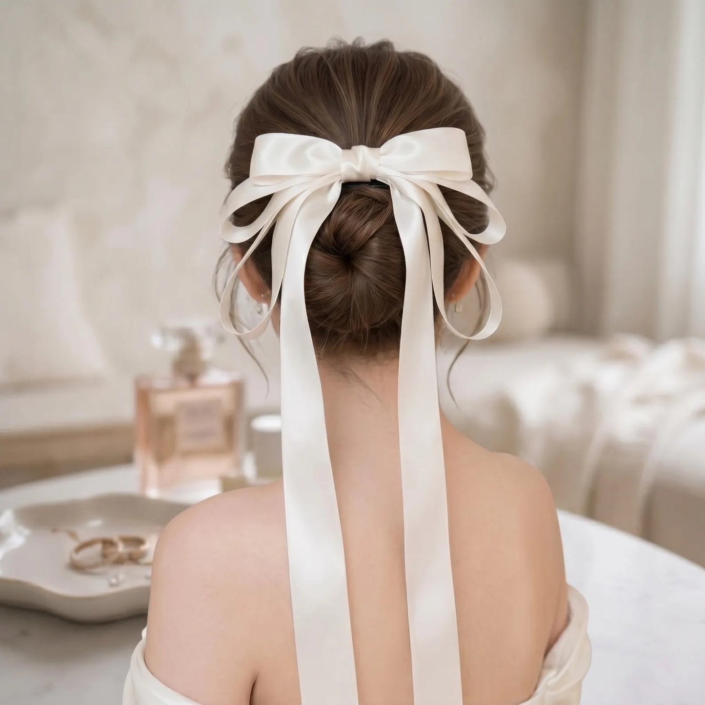 Silk Satin Bow Hairclip for Bridesmaids & Graduation | Luxury Event Hair Accessories | Statement Bow Barrette for Prom, Wedding, Cocktail Party