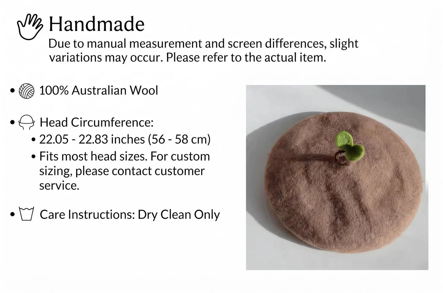 Handmade Sprout Wool Beret – Whimsical Kawaii Winter Hat & Plant Lover Gift