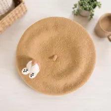 Handmade Corgi Butt Wool Felt Beret | Cute Animal Winter Hat & Gift