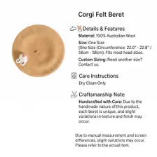 Handmade Corgi Butt Wool Felt Beret | Cute Animal Winter Hat & Gift