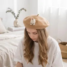 Handmade Corgi Butt Wool Felt Beret | Cute Animal Winter Hat & Gift