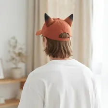 Handmade Fox Ear Baseball Cap - Kawaii Faux Fur Hat | Streetwear & Cosplay Accessory