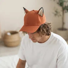Handmade Fox Ear Baseball Cap - Kawaii Faux Fur Hat | Streetwear & Cosplay Accessory