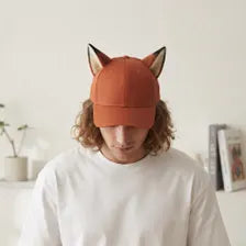 Handmade Fox Ear Baseball Cap - Kawaii Faux Fur Hat | Streetwear & Cosplay Accessory