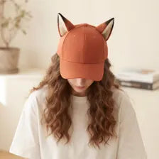 Handmade Fox Ear Baseball Cap - Kawaii Faux Fur Hat | Streetwear & Cosplay Accessory