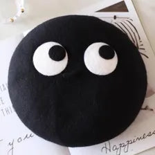 Black Googly Eyes Wool Beret - Cute Monster Cap | Handmade Kawaii Tam
