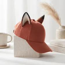 Handmade Fox Ear Baseball Cap - Kawaii Faux Fur Hat | Streetwear & Cosplay Accessory
