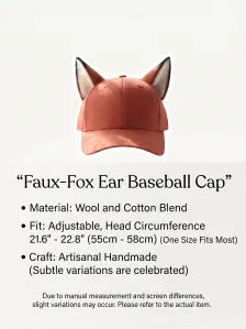 Handmade Fox Ear Baseball Cap - Kawaii Faux Fur Hat | Streetwear & Cosplay Accessory