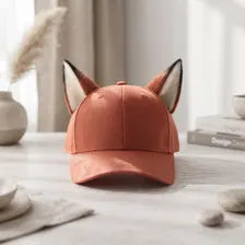 Handmade Fox Ear Baseball Cap - Kawaii Faux Fur Hat | Streetwear & Cosplay Accessory