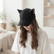 Kawaii Furry Cat Ear Baseball Cap - Y2K Streetwear & Anime Cosplay Hat