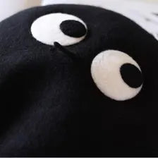 Black Googly Eyes Wool Beret - Cute Monster Cap | Handmade Kawaii Tam