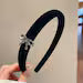 French Chic Velvet Padded Headband with Crystal Bow Accent in Burgundy & Noir Black
