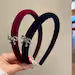 French Chic Velvet Padded Headband with Crystal Bow Accent in Burgundy & Noir Black