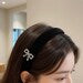 French Chic Velvet Padded Headband with Crystal Bow Accent in Burgundy & Noir Black