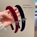French Chic Velvet Padded Headband with Crystal Bow Accent in Burgundy & Noir Black