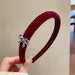 French Chic Velvet Padded Headband with Crystal Bow Accent in Burgundy & Noir Black