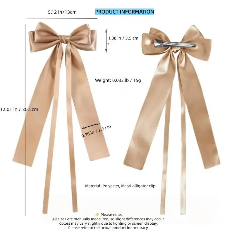 Luxury Satin Ribbon Bow Clip - Classic Oversized Hair Accessory