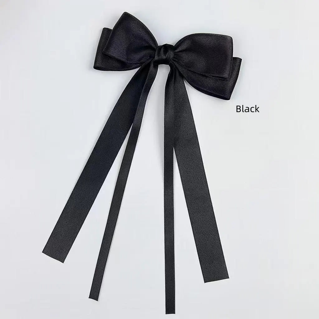 Luxury Satin Ribbon Bow Clip - Classic Oversized Hair Accessory