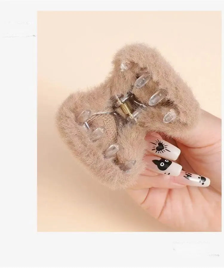 Handmade Faux Fur Bear/Cat Ear Hair Clips - Kawaii Winter Accessory