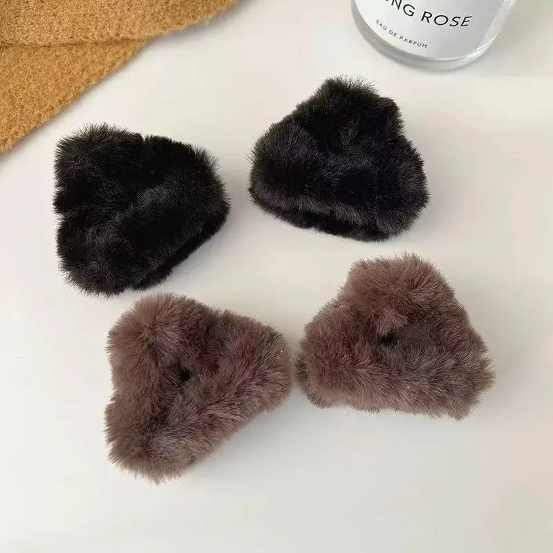Handmade Faux Fur Bear/Cat Ear Hair Clips - Kawaii Winter Accessory
