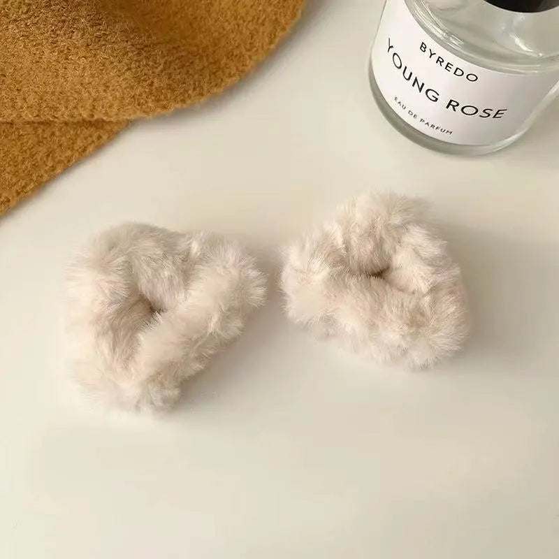 Handmade Faux Fur Bear/Cat Ear Hair Clips - Kawaii Winter Accessory