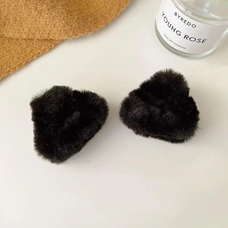 Handmade Faux Fur Bear/Cat Ear Hair Clips - Kawaii Winter Accessory