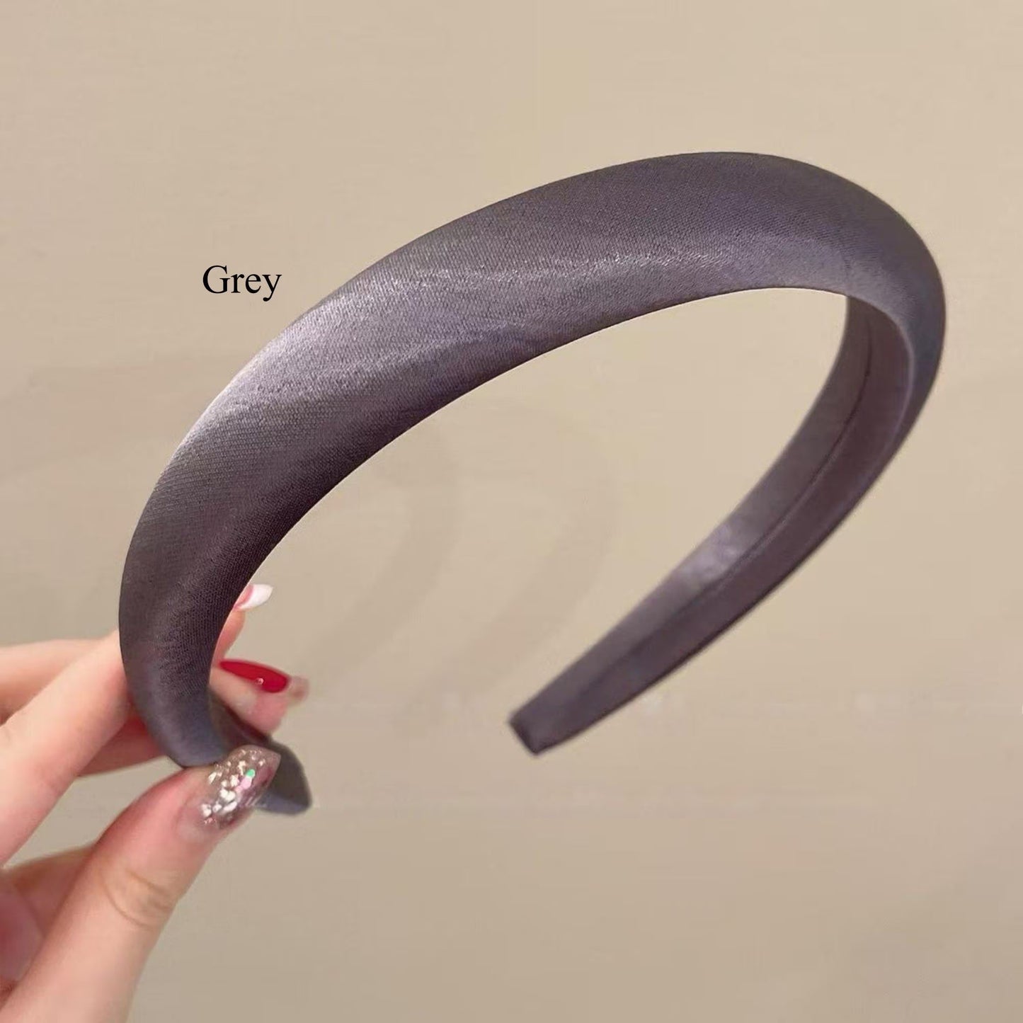 100% Pure Silk Satin Padded Headband | French Chic Wide Hairband in Espresso, Champagne, Dark Red, Grey, Black
