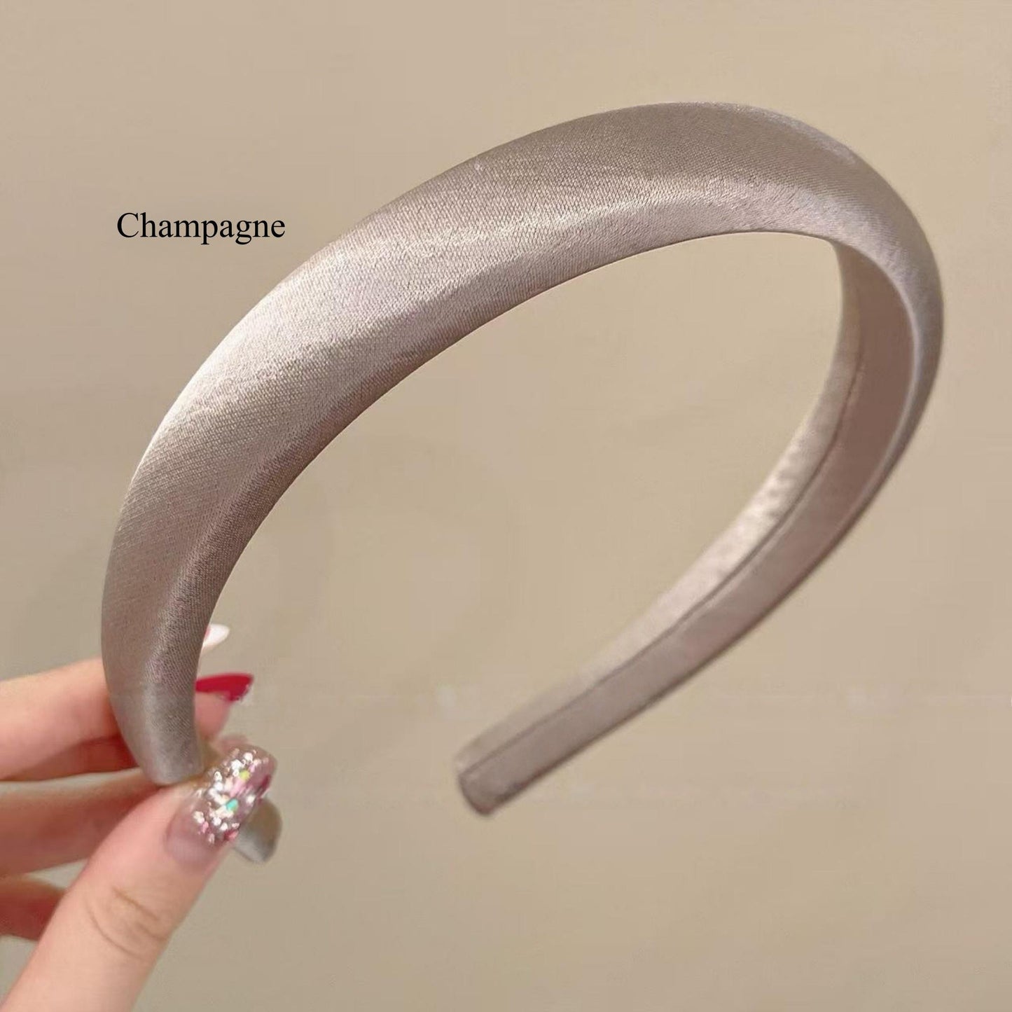 100% Pure Silk Satin Padded Headband | French Chic Wide Hairband in Espresso, Champagne, Dark Red, Grey, Black