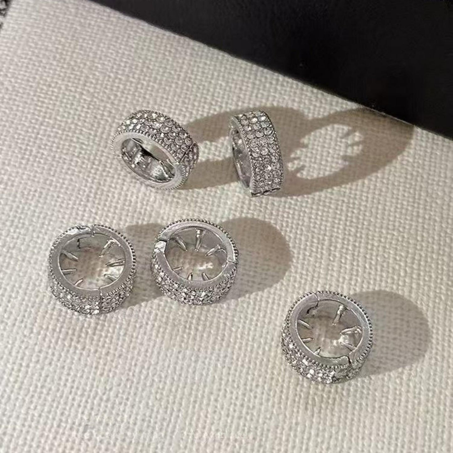 Crystal Rhinestone Braid Rings & Hair Cuff Set