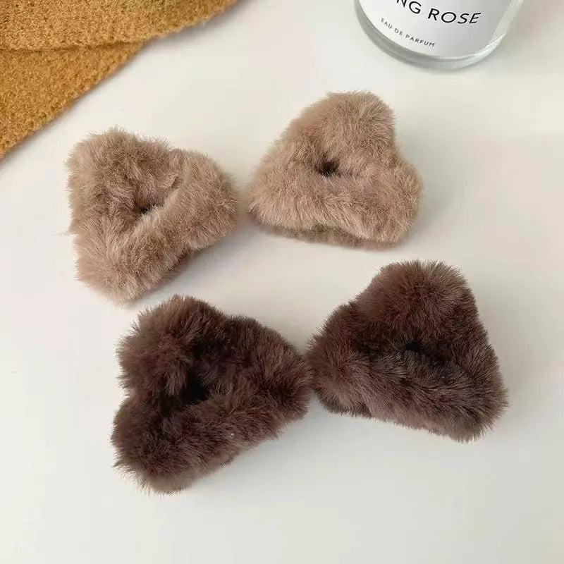 Handmade Faux Fur Bear/Cat Ear Hair Clips - Kawaii Winter Accessory