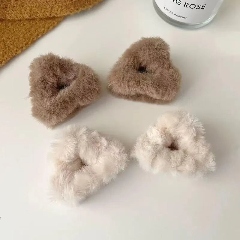Handmade Faux Fur Bear/Cat Ear Hair Clips - Kawaii Winter Accessory