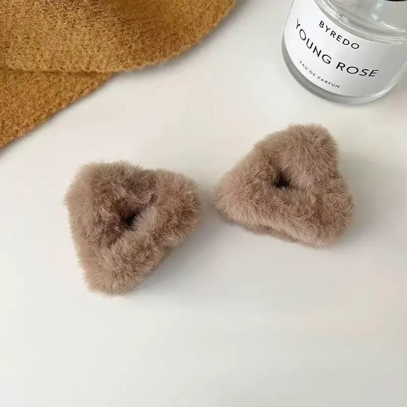 Handmade Faux Fur Bear/Cat Ear Hair Clips - Kawaii Winter Accessory