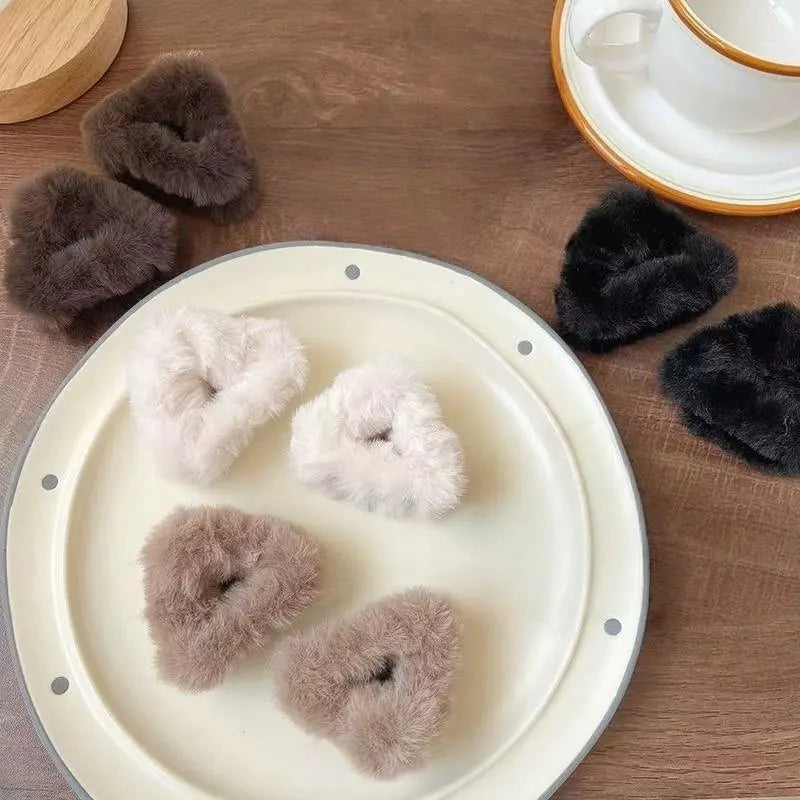 Handmade Faux Fur Bear/Cat Ear Hair Clips - Kawaii Winter Accessory