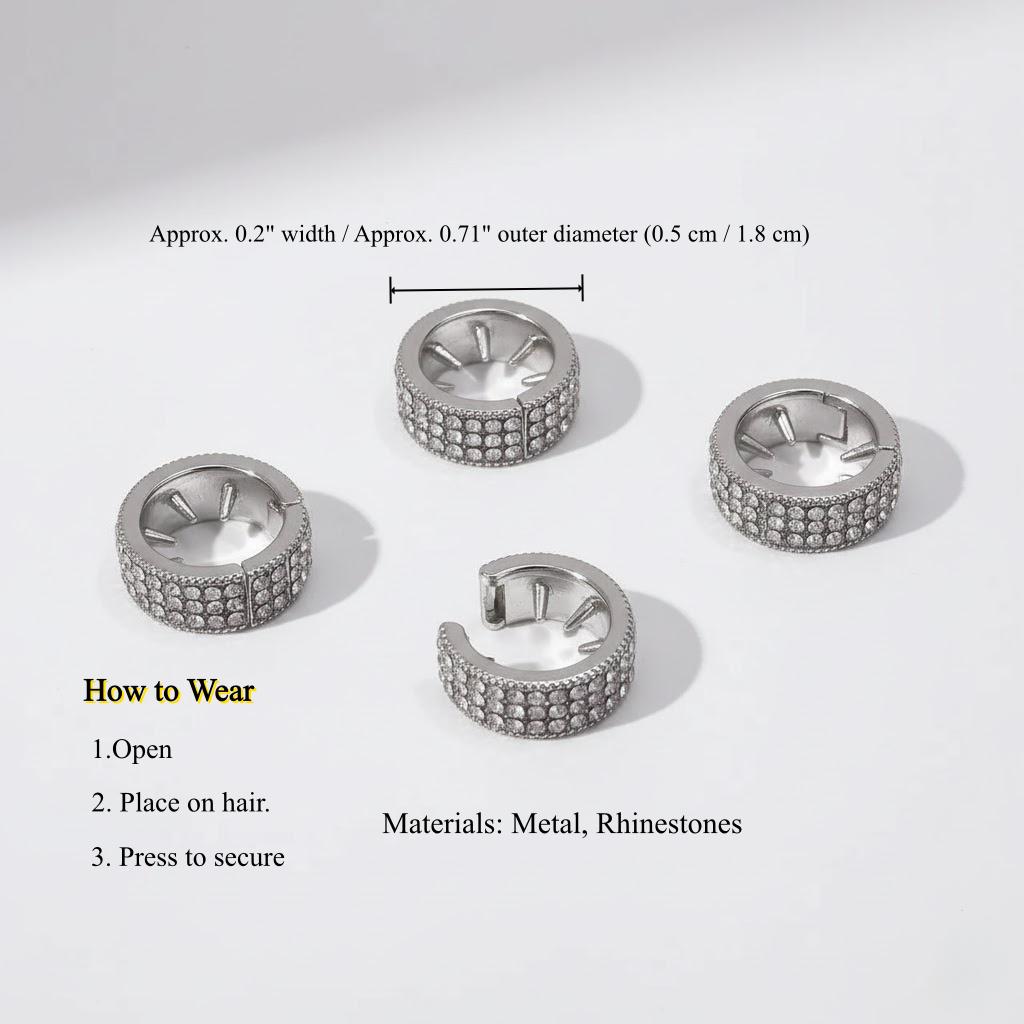 Crystal Rhinestone Braid Rings & Hair Cuff Set