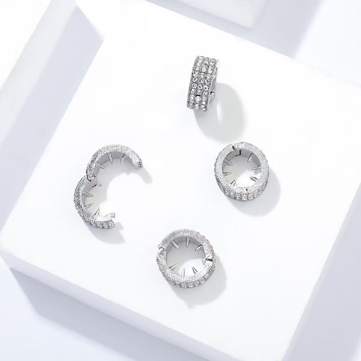 Crystal Rhinestone Braid Rings & Hair Cuff Set