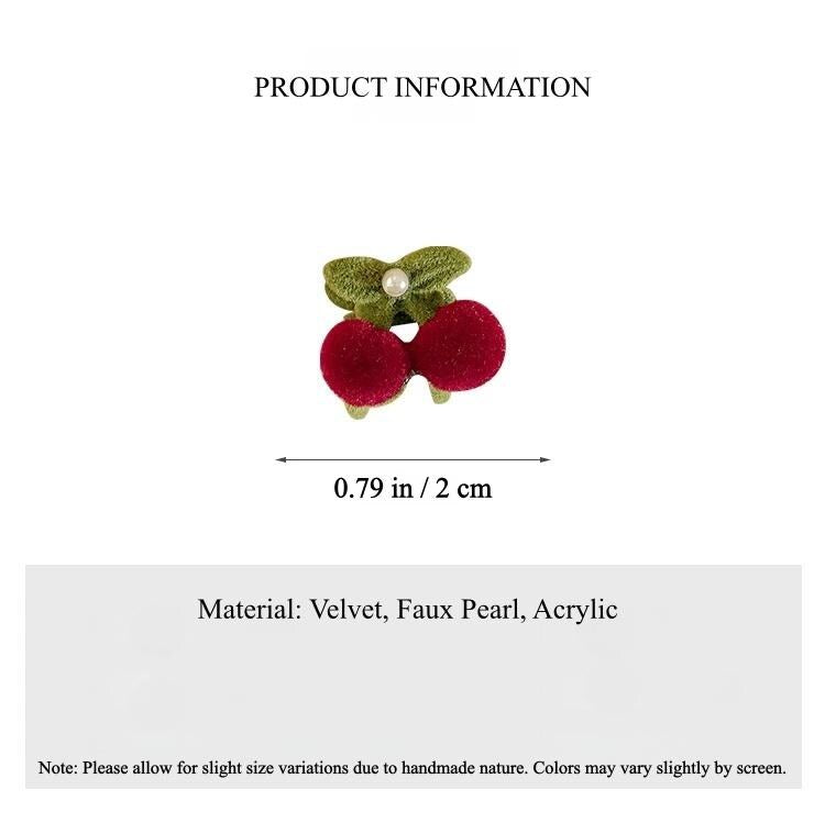 Burgundy Velvet Cherry & Pearl Mini Claw Clip